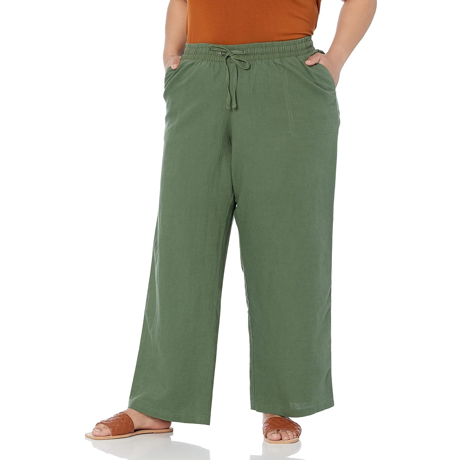 Casual Loose Fit Wide Length Pants With Drawstring For Women