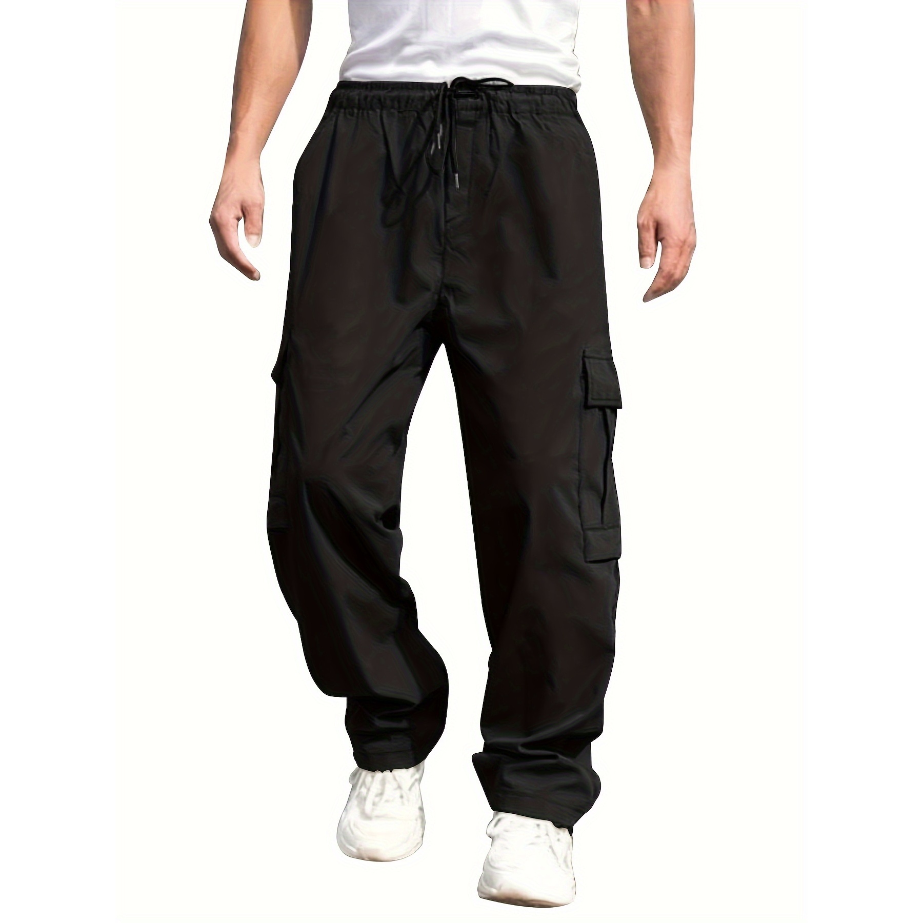 Drawstring Cargo Pants with Utility Pockets for Men