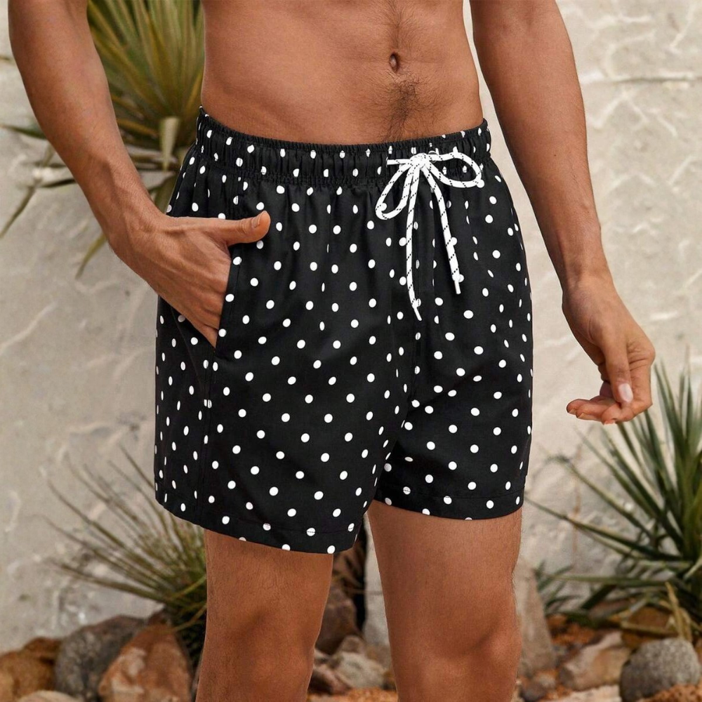 Tropical Plant Print Button-Down Short Sleeve Shirt And Drawstring Waist Pocket Shorts Beach Outfit