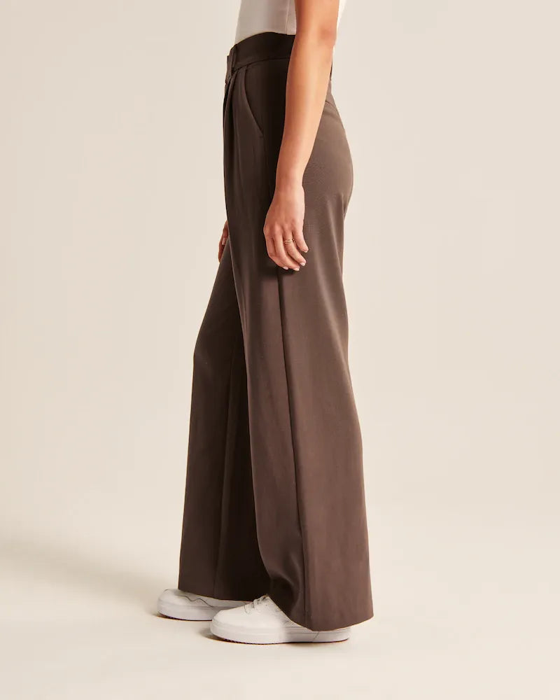 Summer 2025 Icy Tailored Crepe Wide-Leg Pants-Legletic