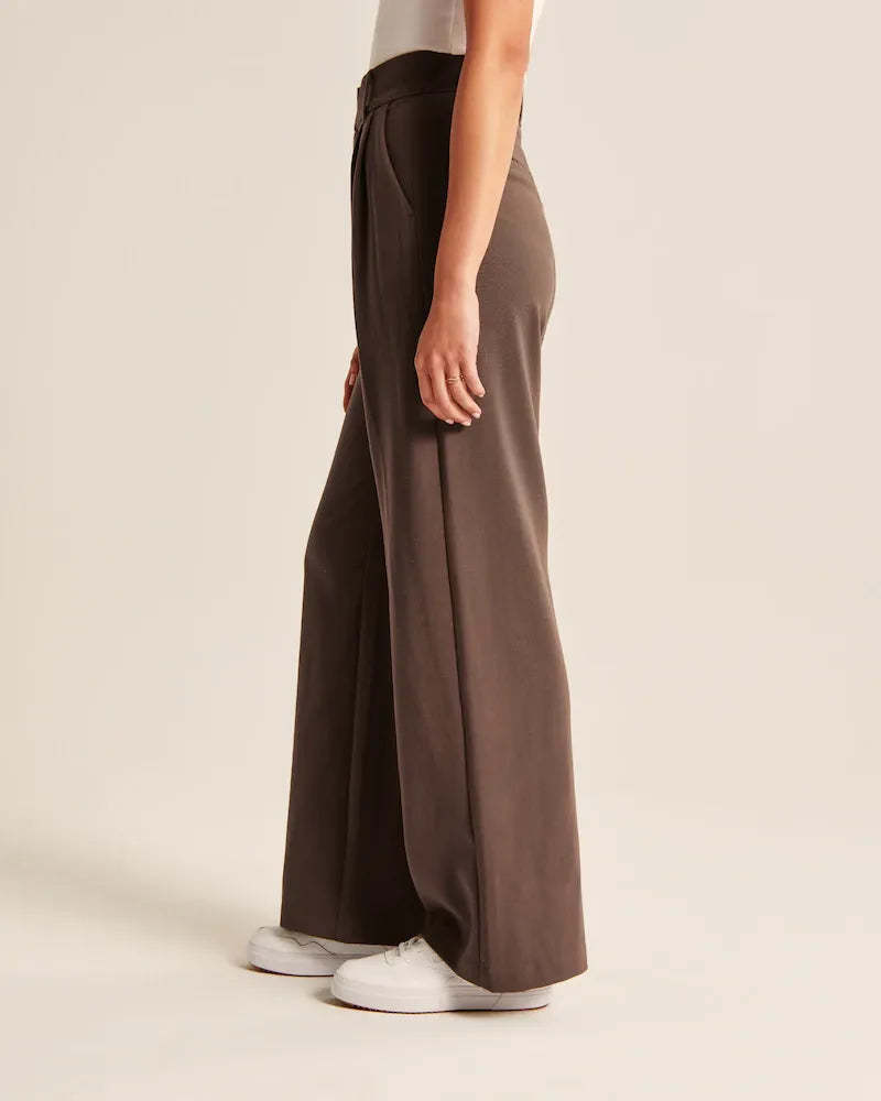 Summer 2025 Icy Tailored Crepe Wide-Leg Pants-Legletic