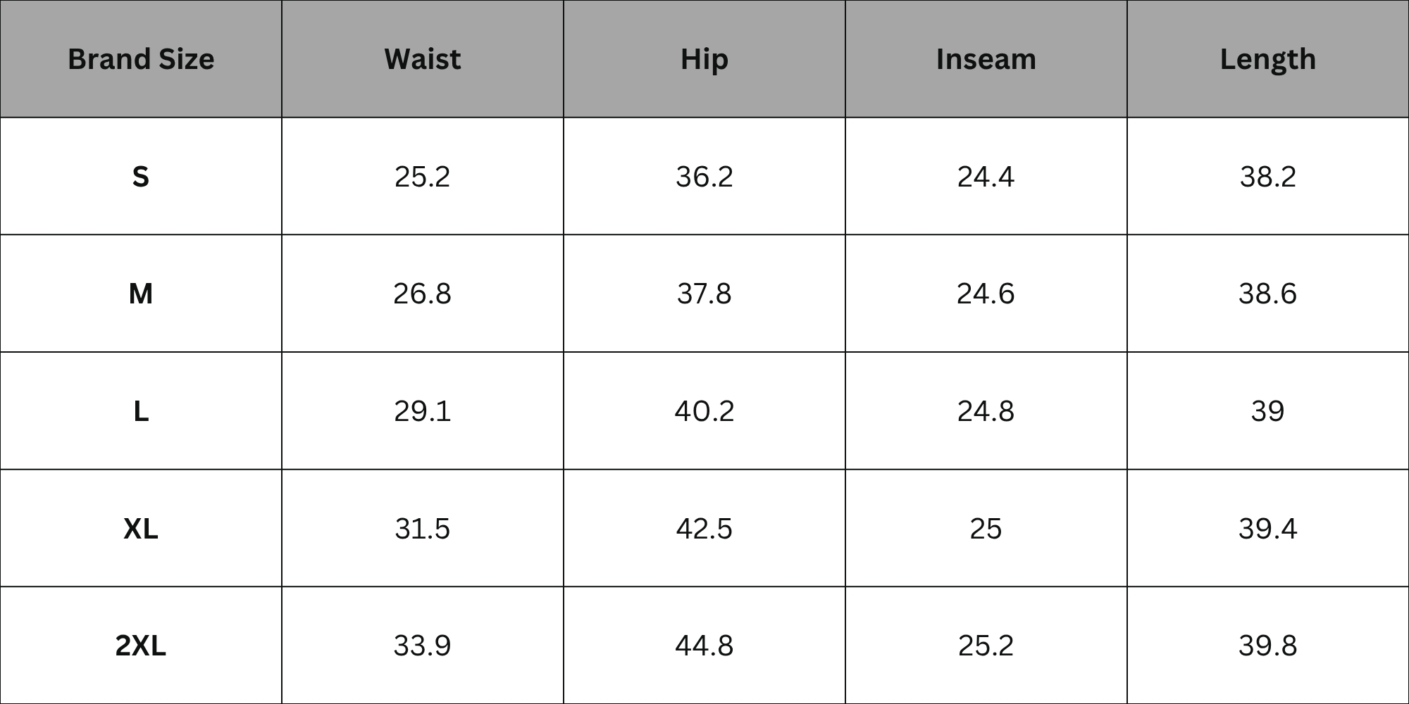 Size Chart