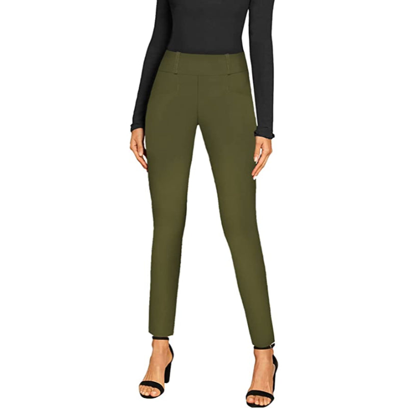 Office Dressy Leggings Skinny Trousers With Print For Women-Legletic