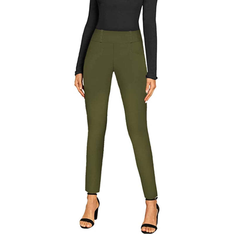 Office Dressy Leggings Skinny Trousers With Print For Women-Legletic