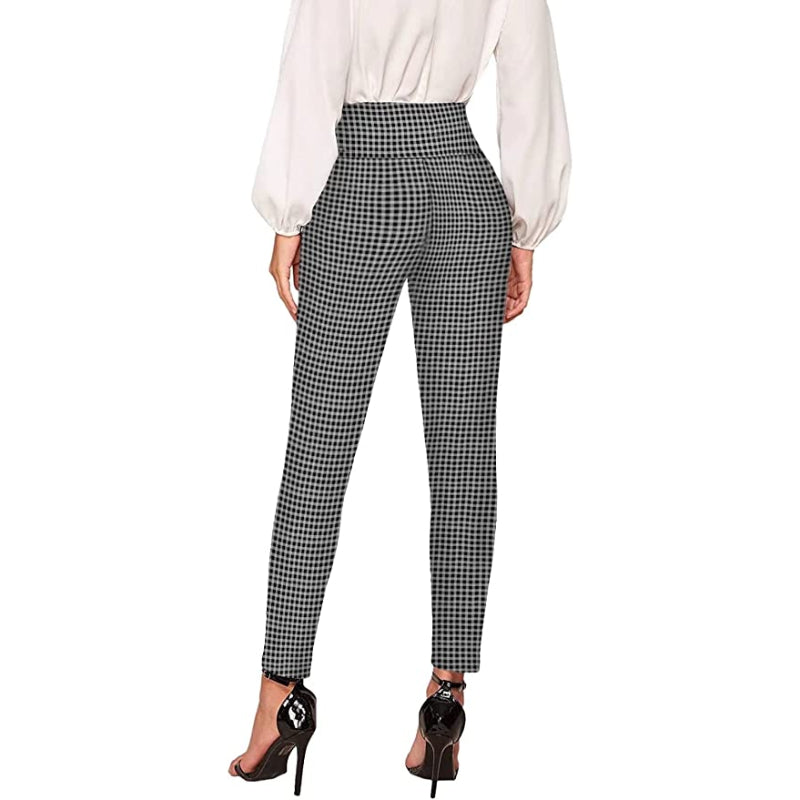 Office Dressy Printed Leggings Skinny Trousers For Women-Legletic
