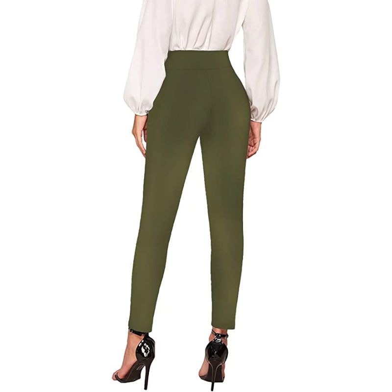 Office Dressy Leggings Skinny Trousers With Print For Women-Legletic