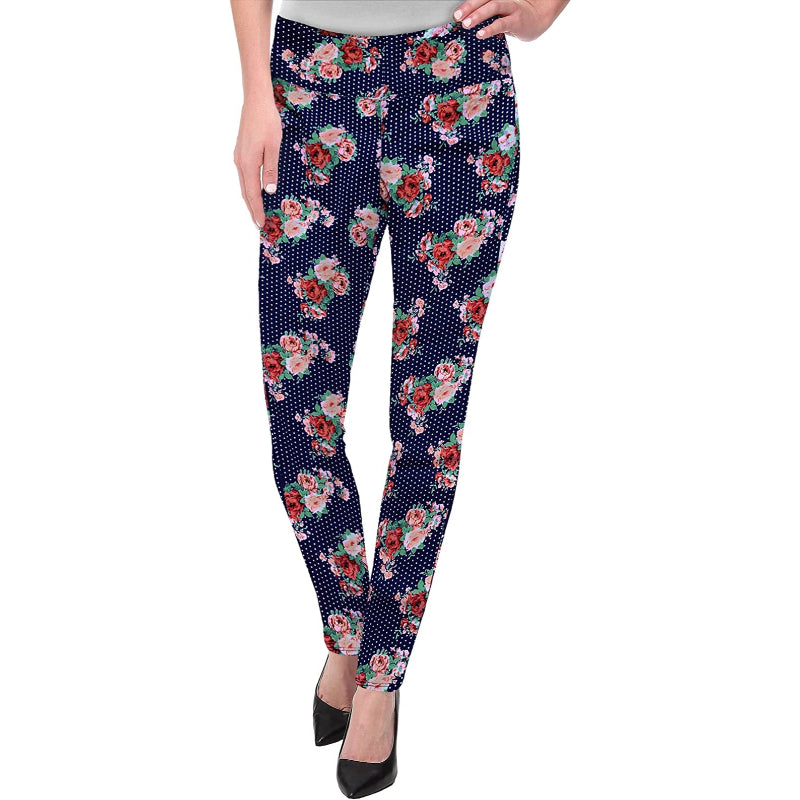 Women's Office Dressy Leggings Skinny Trousers With Print-Legletic