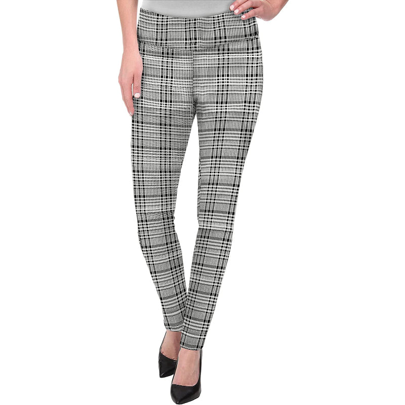 Office Dressy Printed Leggings Skinny Trousers For Women-Legletic