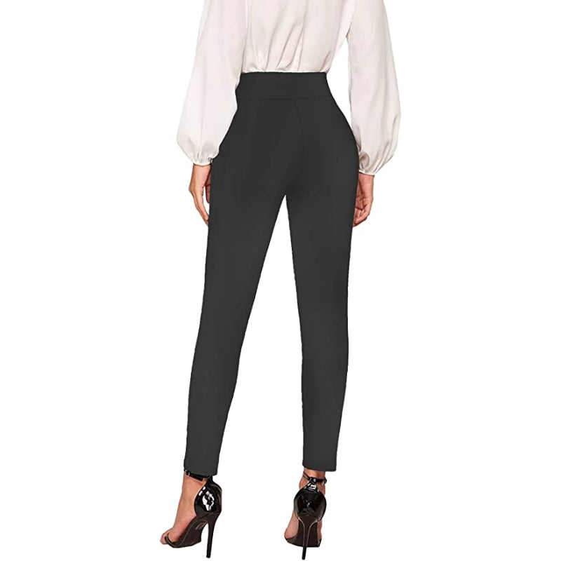 Office Dressy Leggings Skinny Trousers With Print For Women-Legletic