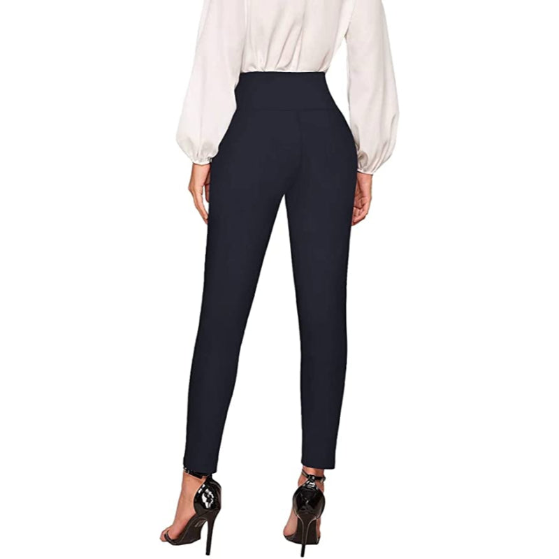 Women Office Printed Dressy Leggings Skinny Trousers-Legletic