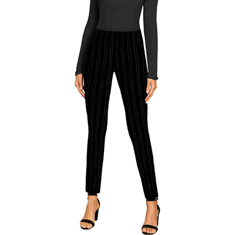 Women Office Printed Dressy Leggings Skinny Trousers-Legletic