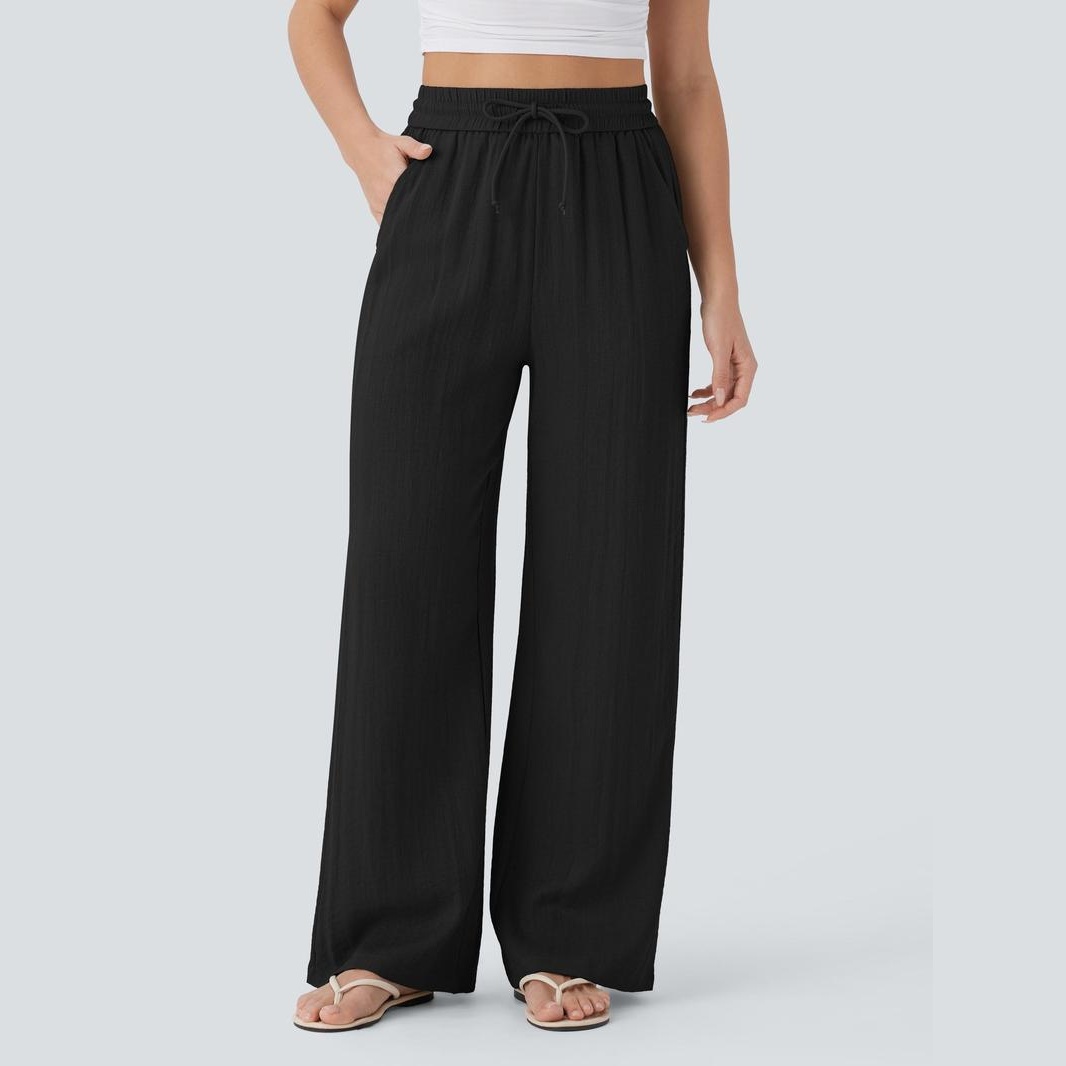Casual Wide Baggy Pants With Drawstring For Women