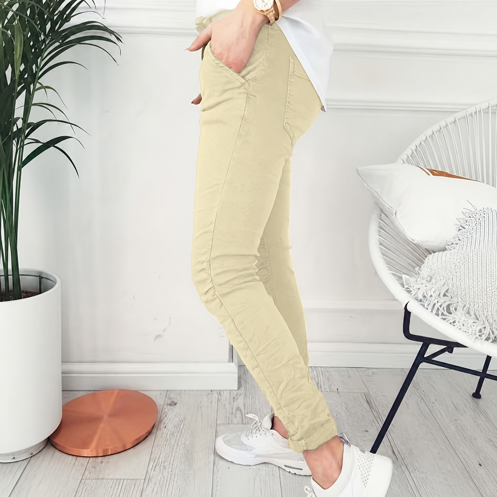 Casual Long Skinny Solid Fashion Pants With Drawstring For Women