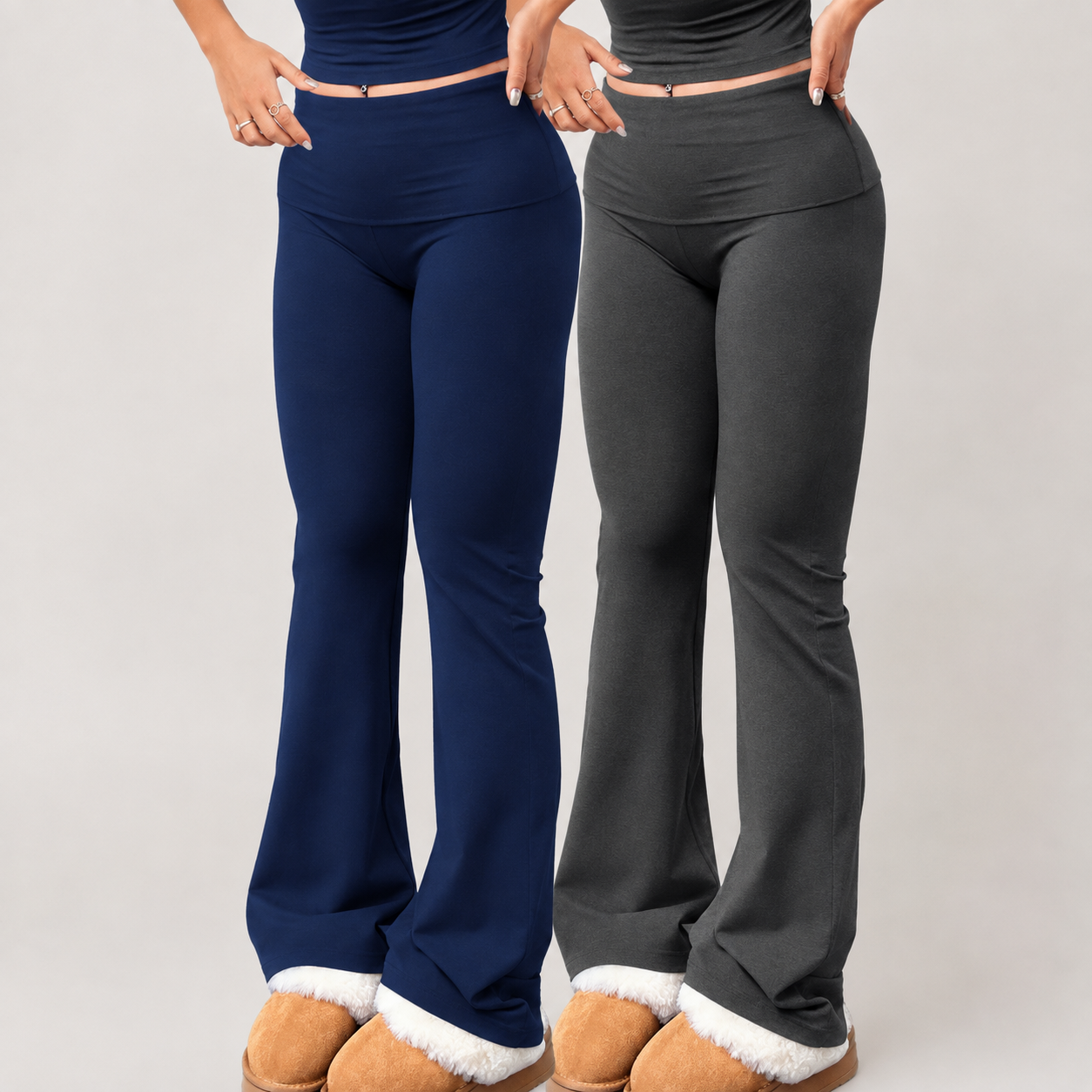 Two Piece High Rise Bootcut Workout Yoga Pants For Women