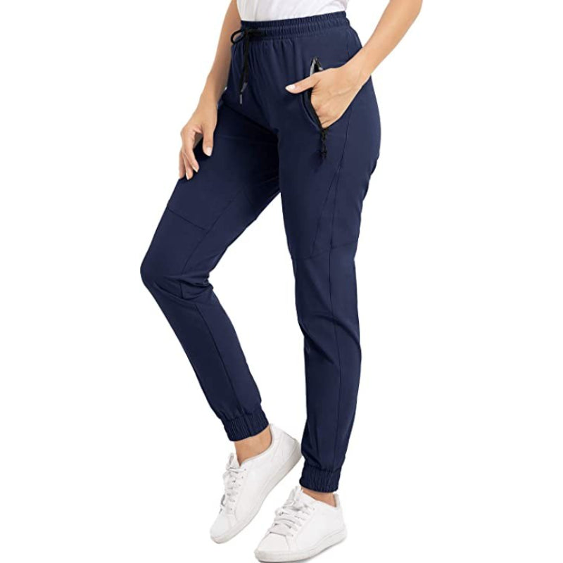 Women's Hiking Pants Lightweight Quick Dry Stretch Elastic Waist Water Resistant Golf Travel Pants with Zip Pockets-Legletic