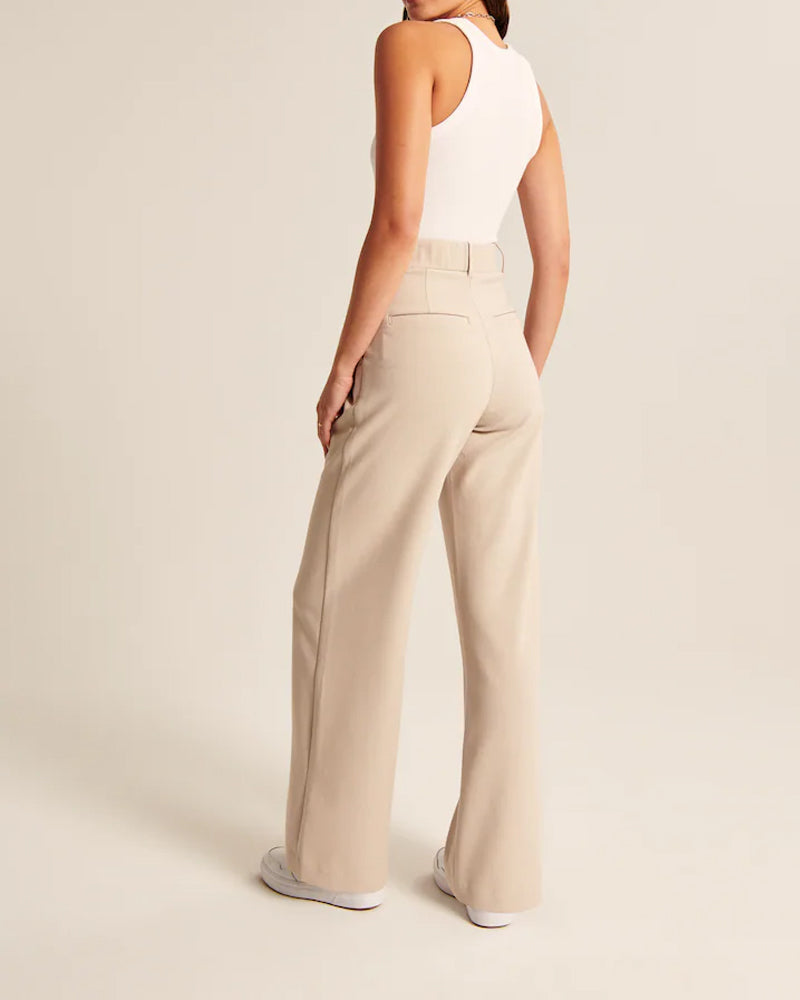 Summer 2025 Icy Tailored Crepe Wide-Leg Pants-Legletic