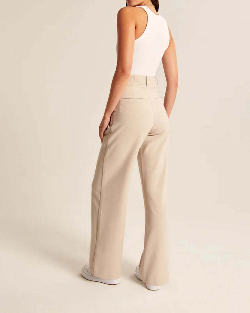 High Waist Tailored Wide Leg Pants-Legletic