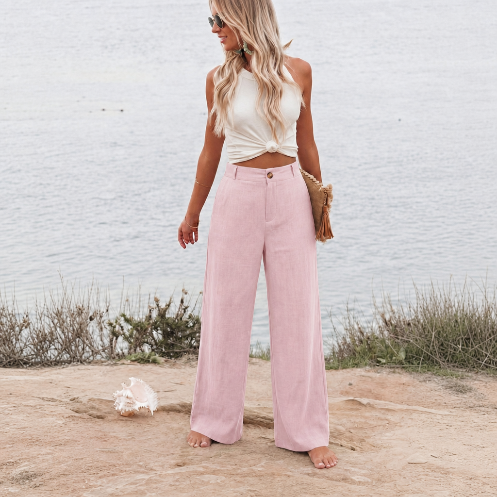 Casual Up Pants With Button For Women