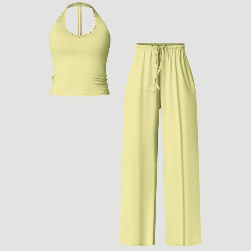 Womens Quick Dry Tank High Waisted Bell Bottom Set