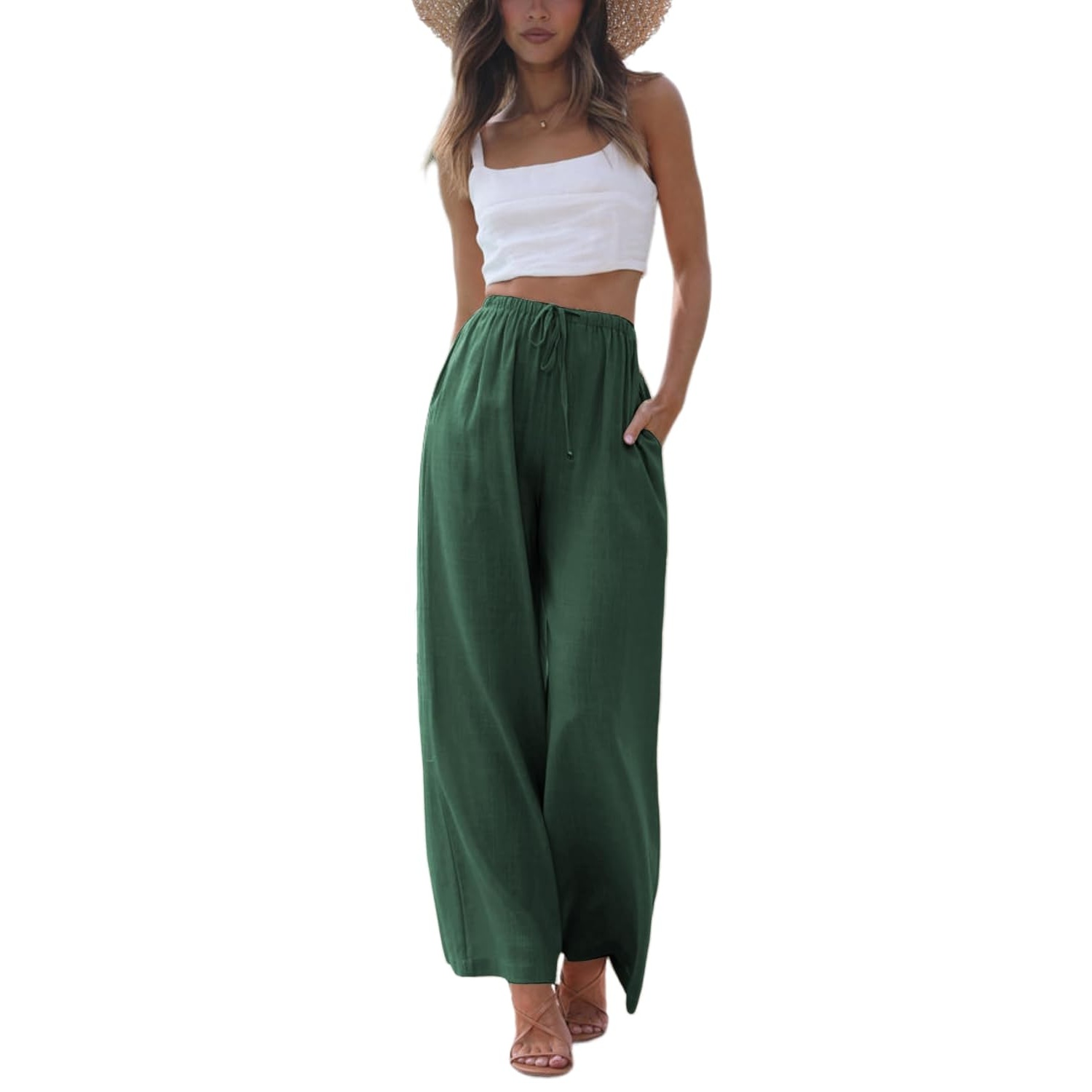 Wide Palazzo Cotton Linen Beach Summer Pants For Women