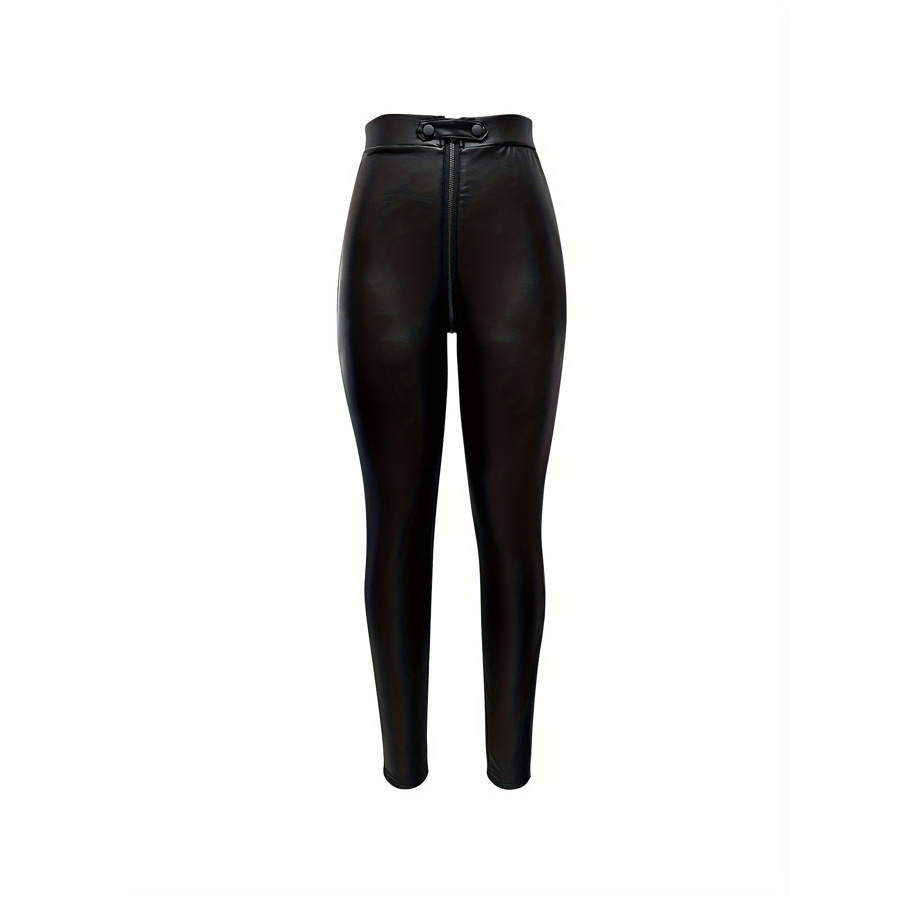 Zip Front Coated Skinny Pant For Women