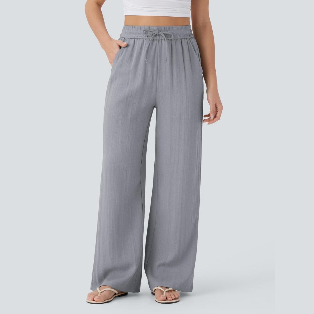 Casual Wide Baggy Pants With Drawstring For Women