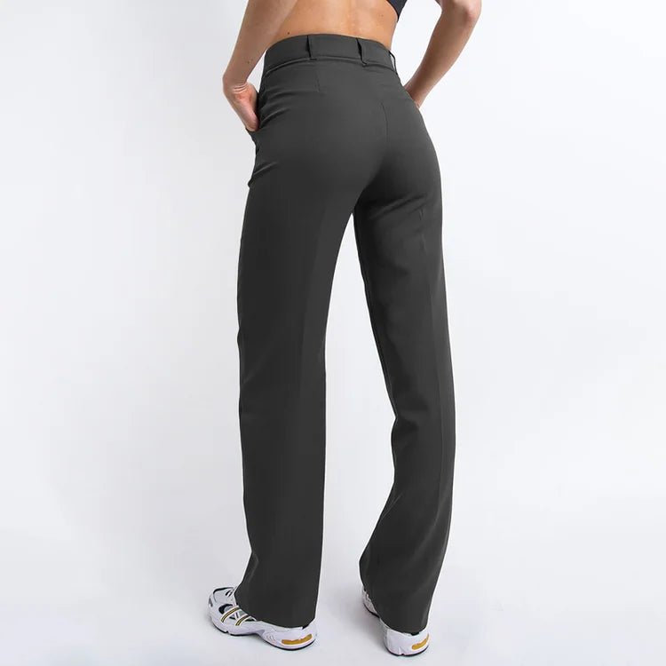 High Waisted Suit Pants With Straw Pleats-Legletic