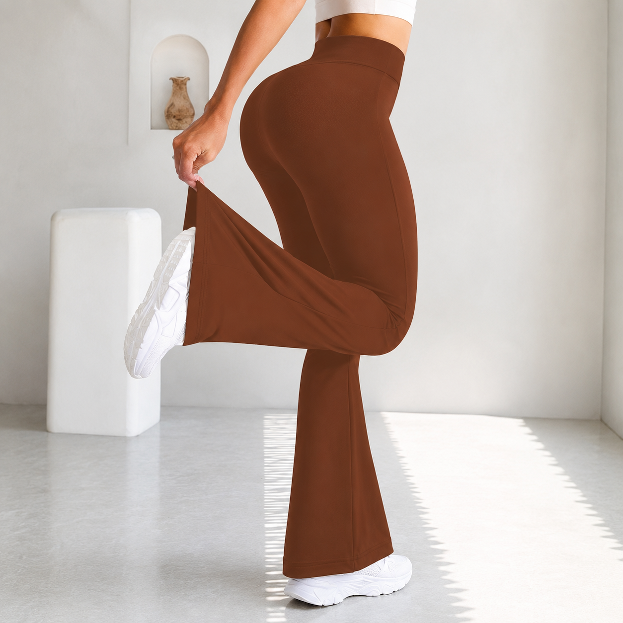 High Rise Flared Casual Stretch Pants For Women
