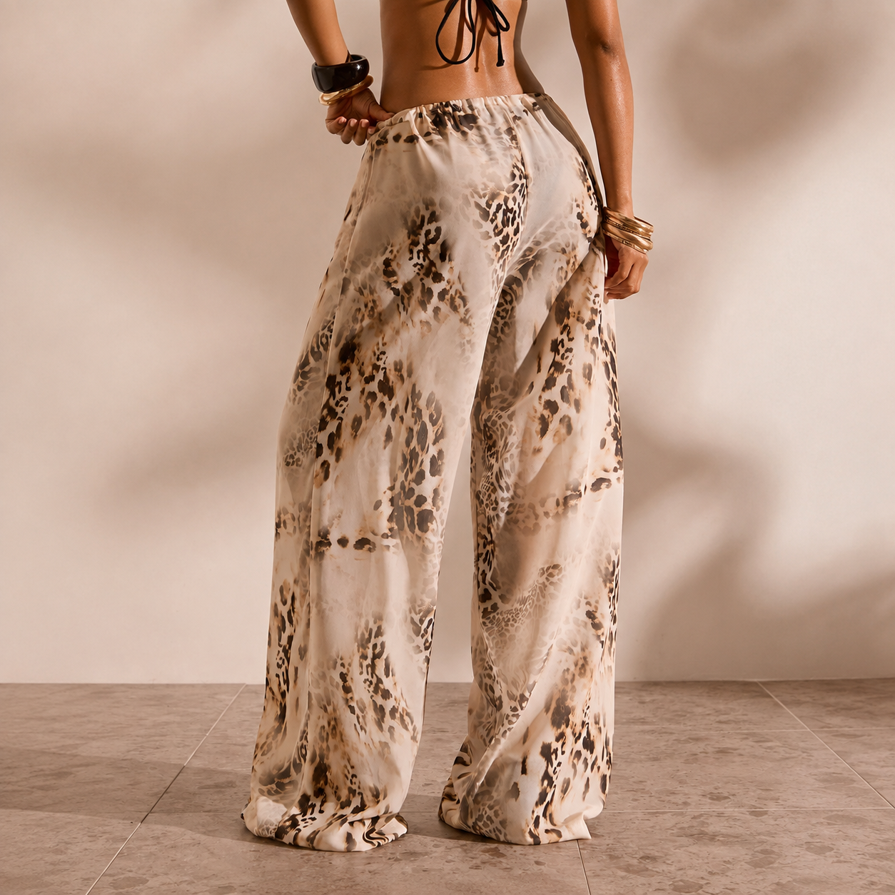 Solid Cover Up Pants With Tie For Women