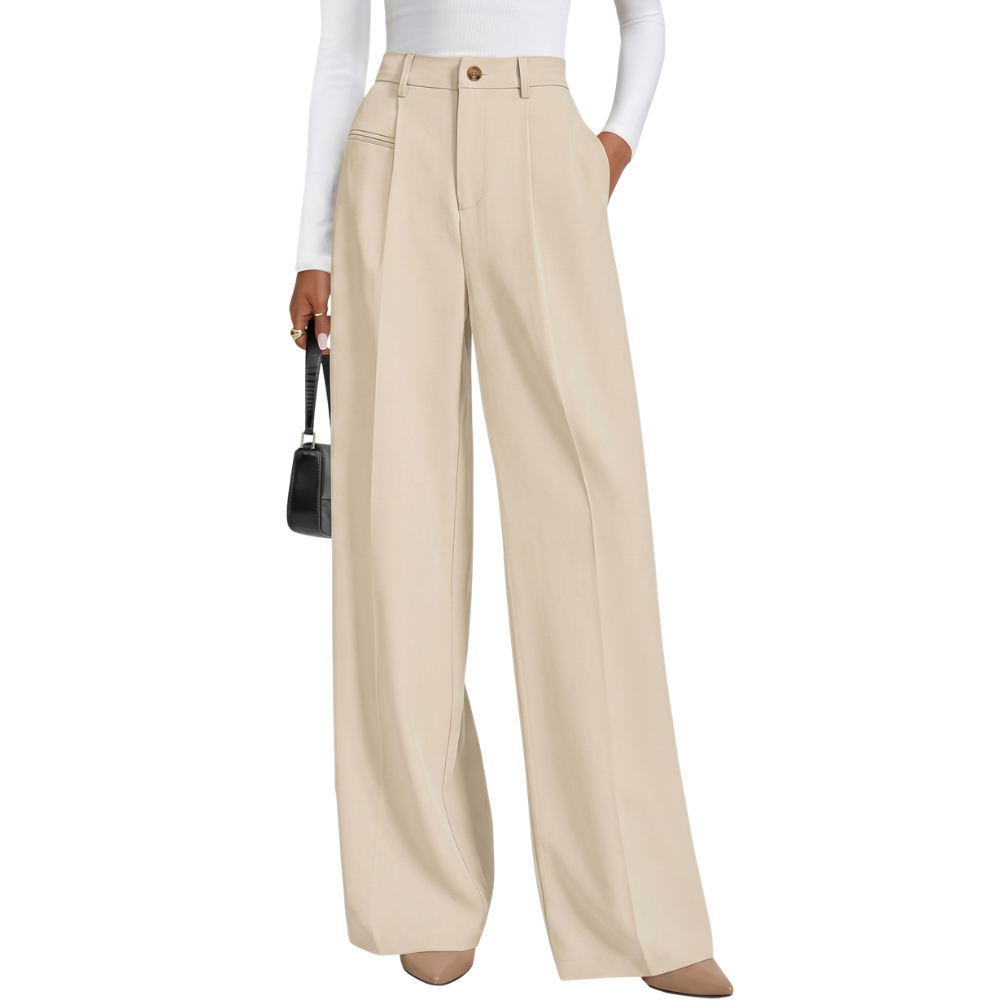 Wide And Flowy Business Casual Work Palazzo Trousers For Women