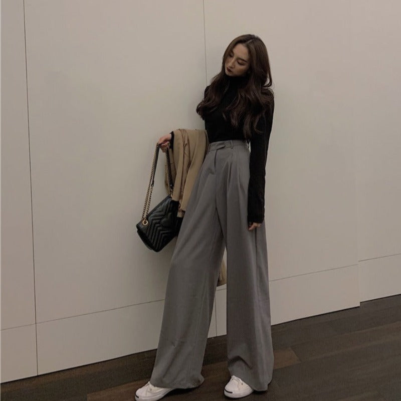 Female Solid Wide Leg Pants-Legletic
