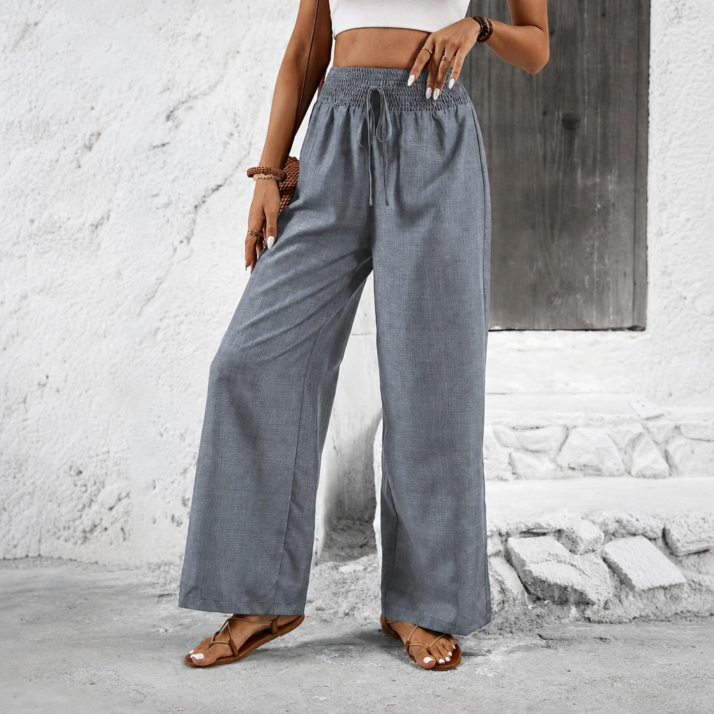 Drawstring Wide Leg Casual Pants For Women