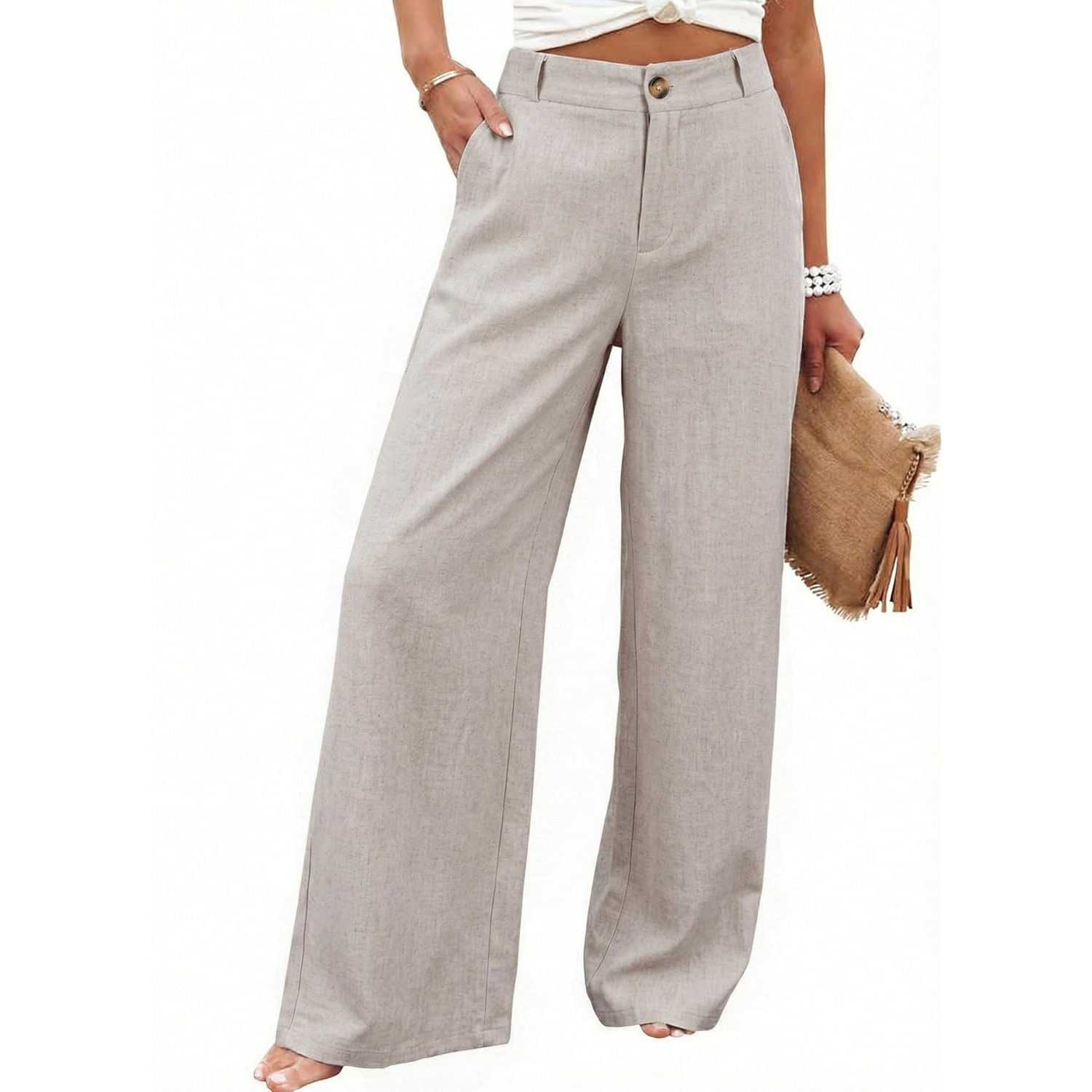 Casual Up Pants With Button For Women