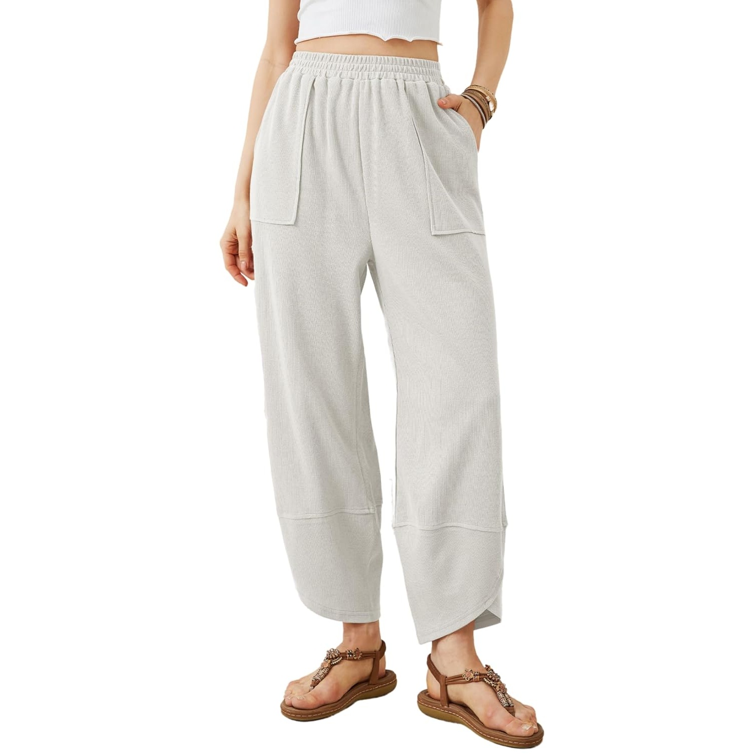 Casual Wide Baggy Palazzo Pants With Pockets For Women
