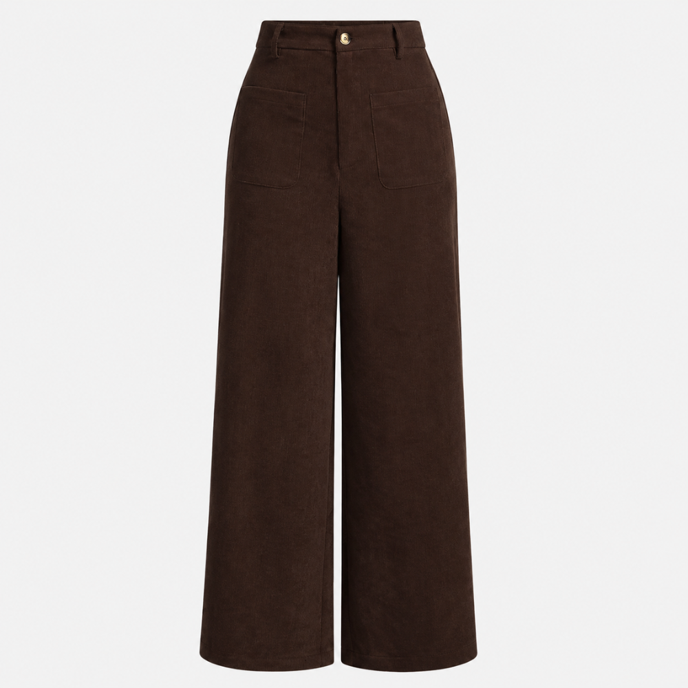 Women Casual High Waist Wide Leg Trousers With Pockets