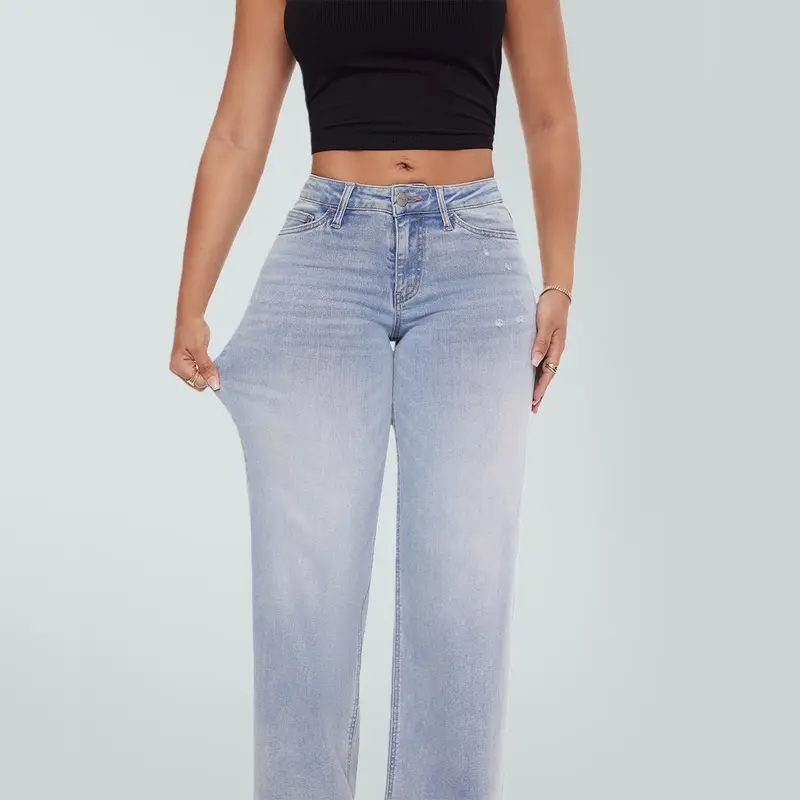 Stretch Wide Fit Denim Jeans For Everyday Style