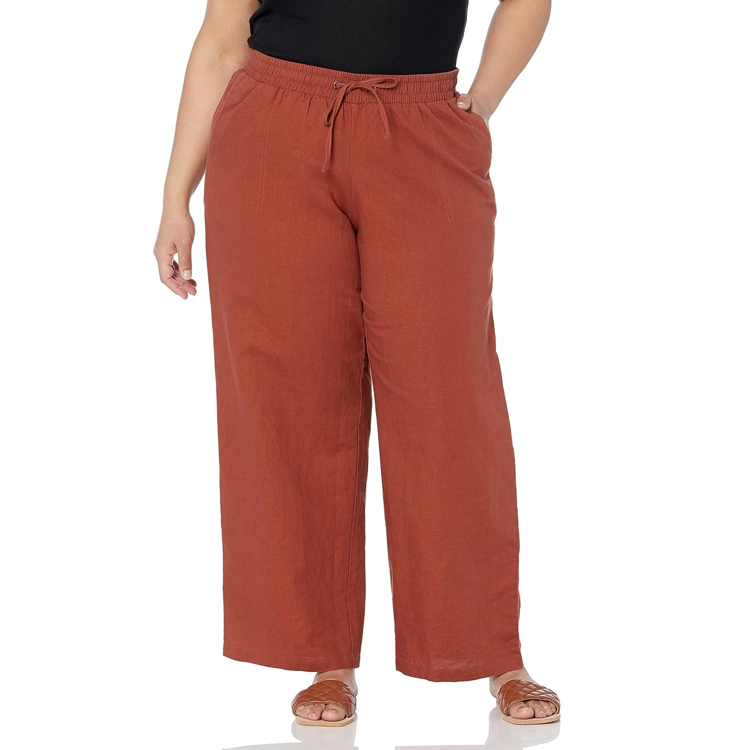 Casual Loose Fit Wide Length Pants With Drawstring For Women
