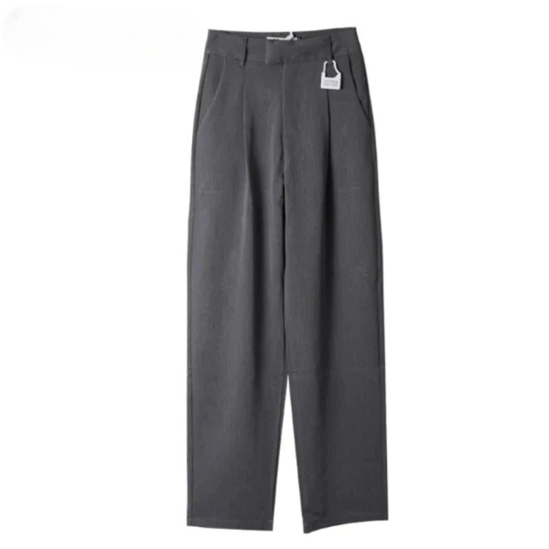 Women's Casual Loose Straight High Waist Long Pants With Pockets-Legletic