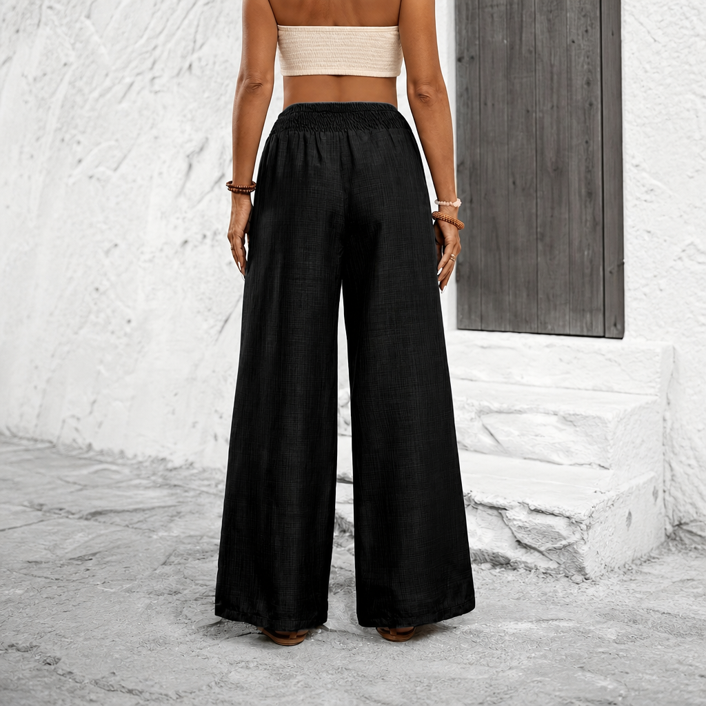 Drawstring Wide Leg Casual Pants For Women