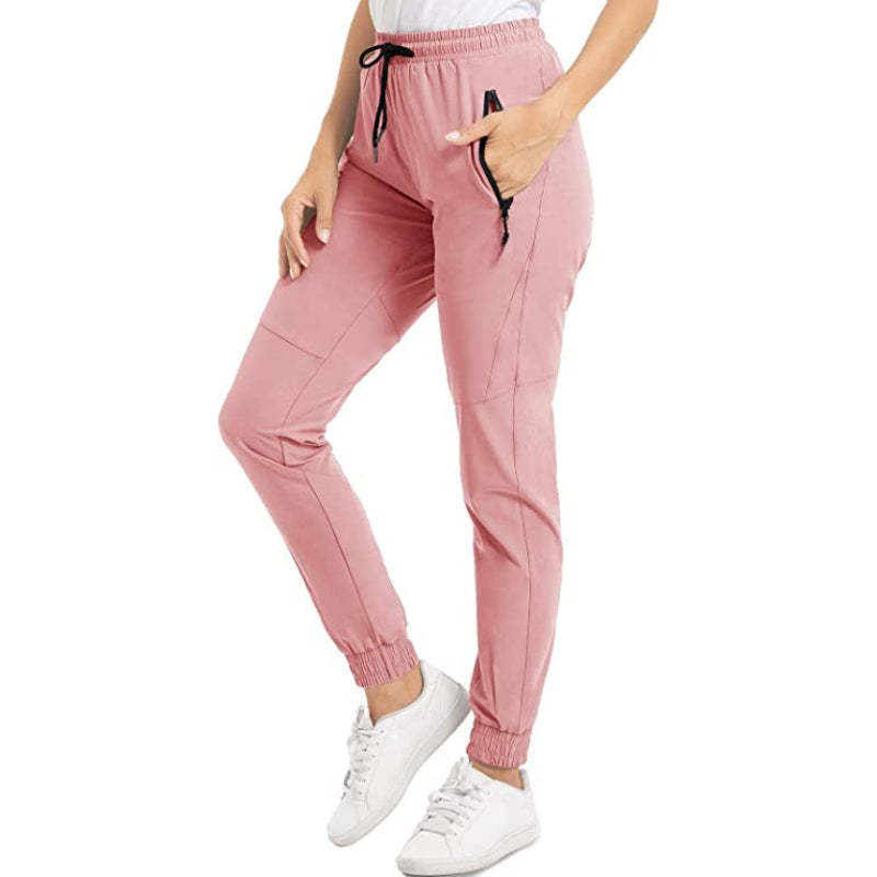 Hiking Pants Lightweight Quick Dry Stretch Elastic Waist Water Resistant Golf Travel Pants with Zip Pockets For Women-Legletic