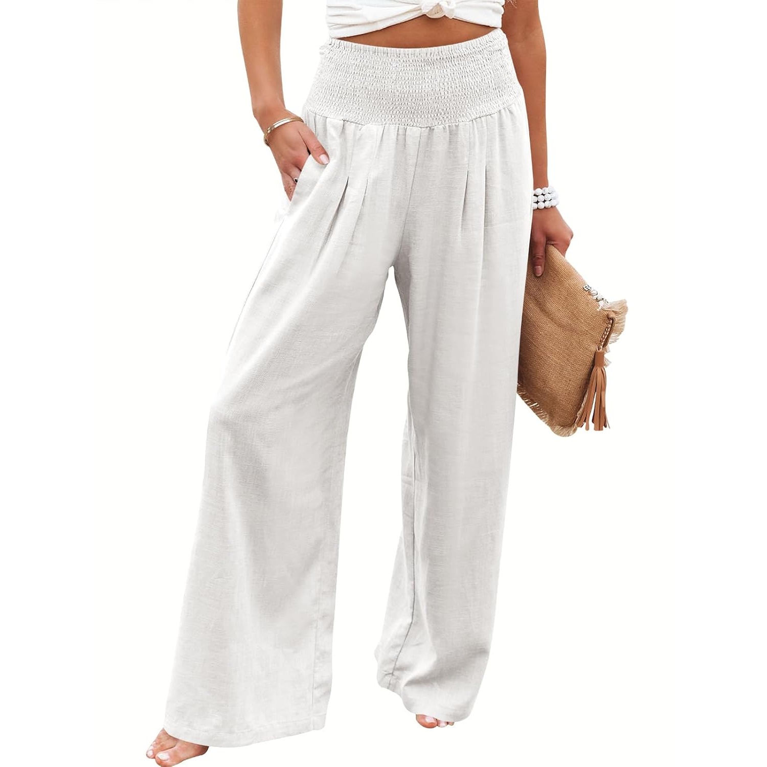 Casual Lounge Wide Loose Boho Linen Fit Pants For Women
