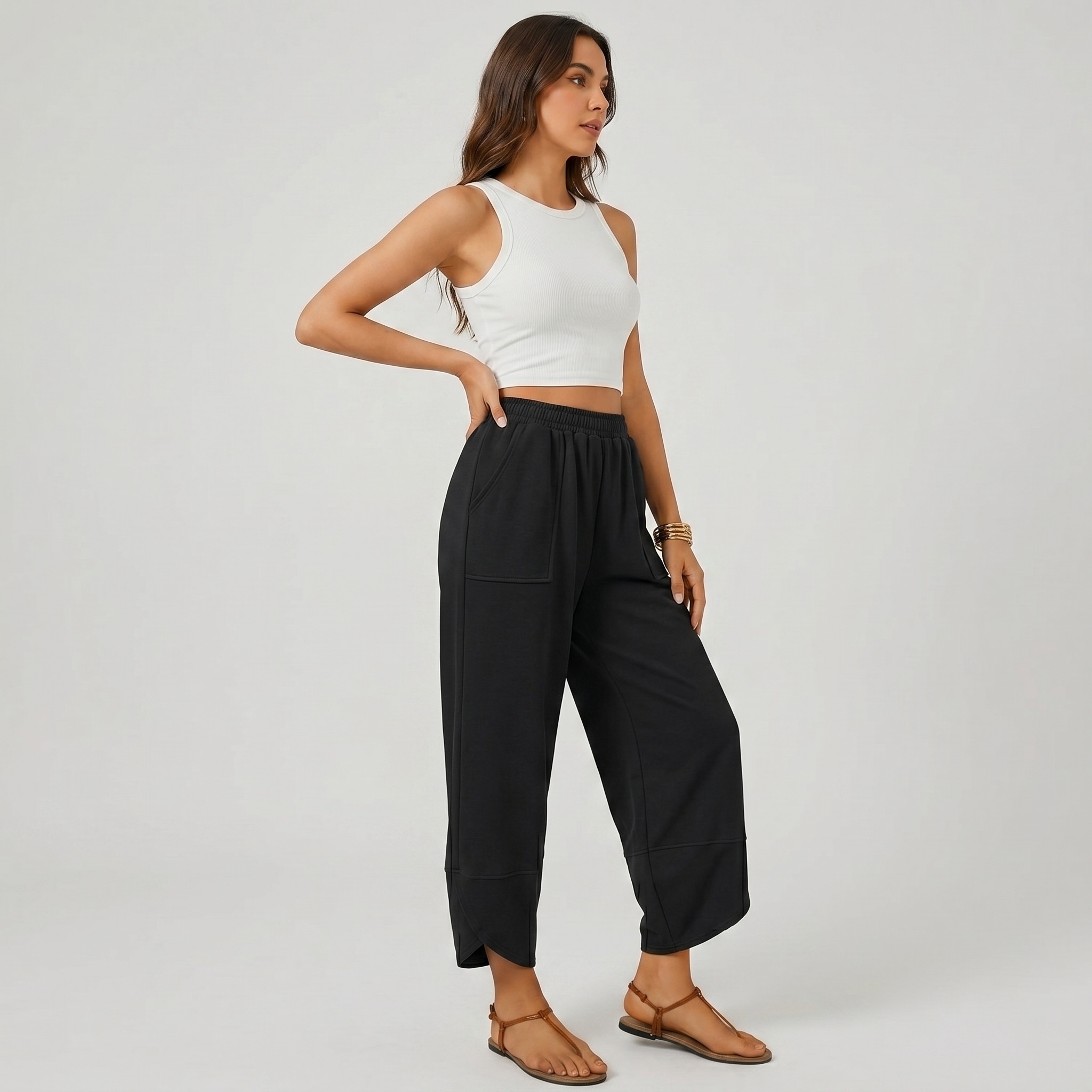 Casual Summer Wide Pants With Pockets For Women