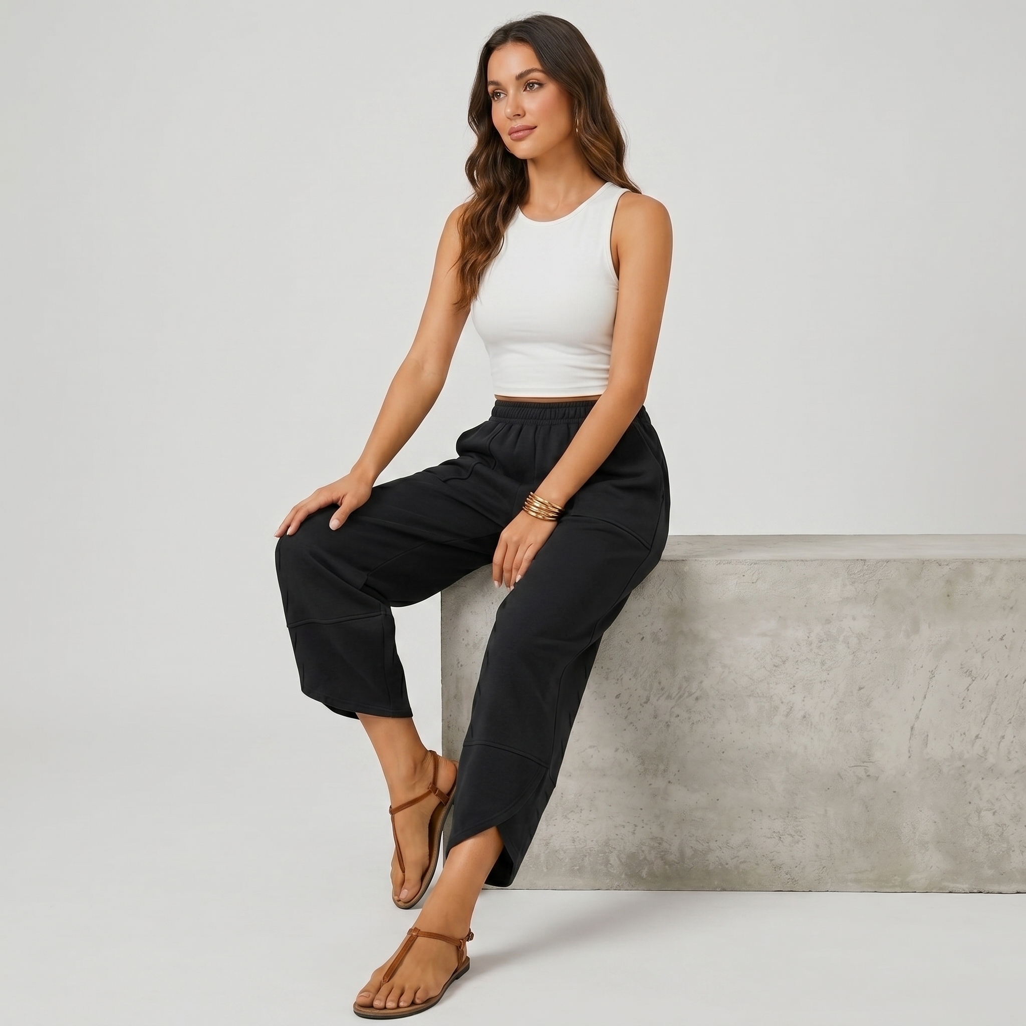 Casual Summer Wide Pants With Pockets For Women
