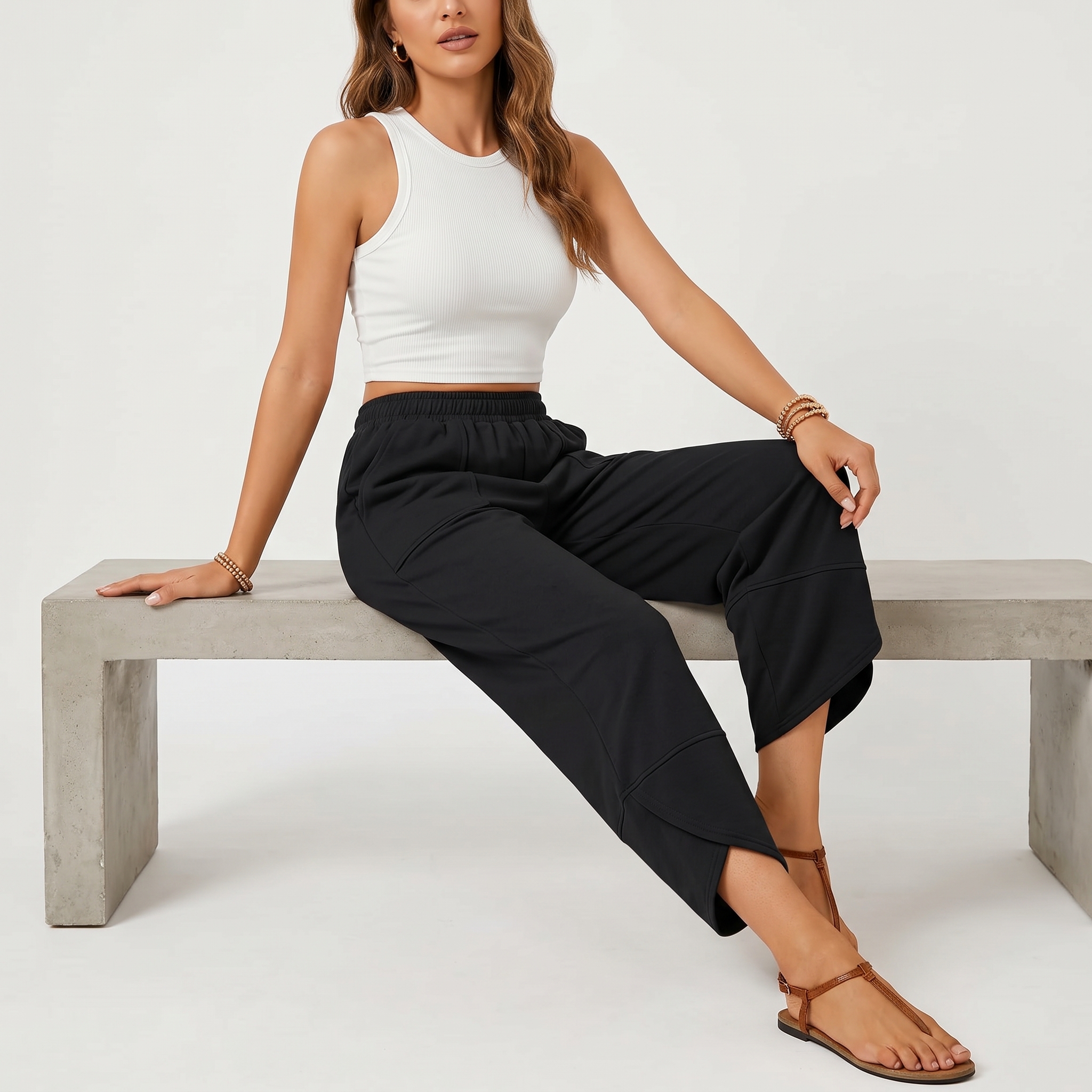 Casual Summer Wide Pants With Pockets For Women