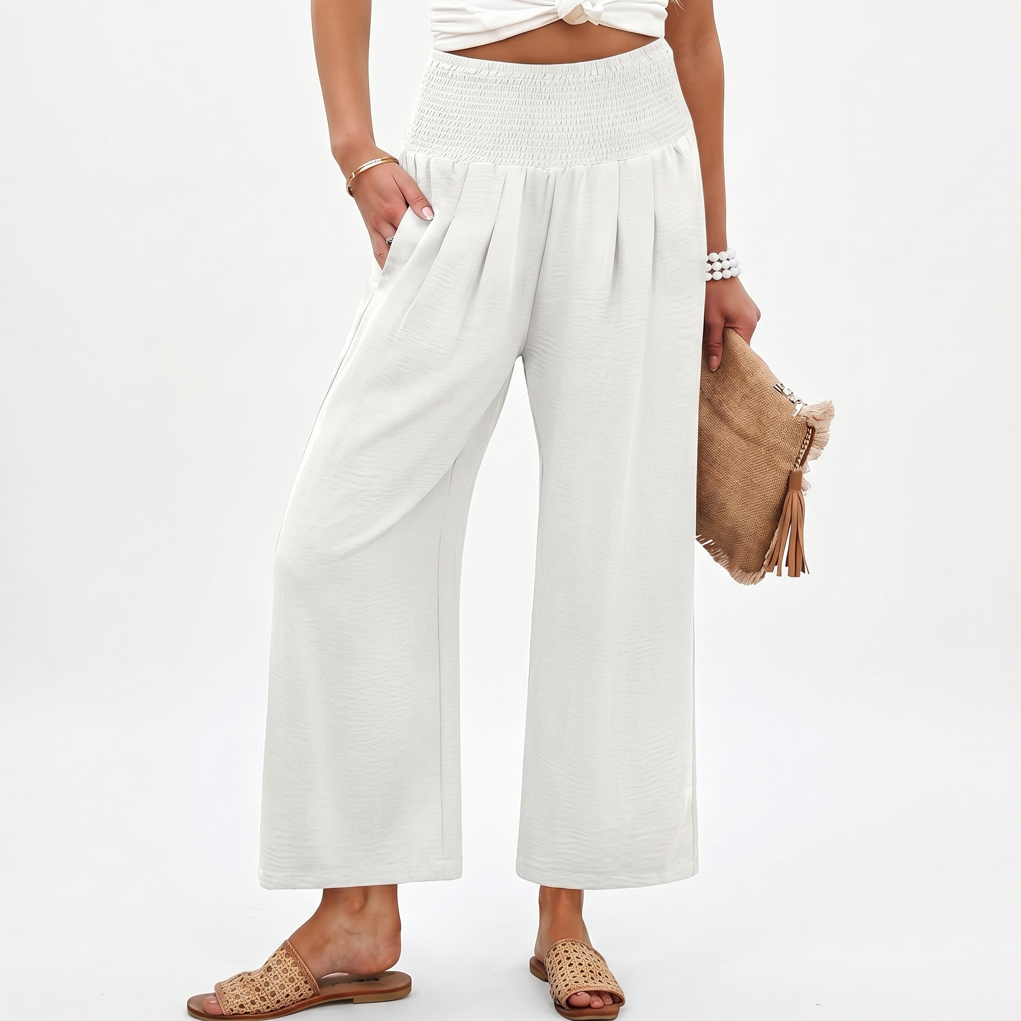 Summer Wide Palazzo Pants With Pockets For Women