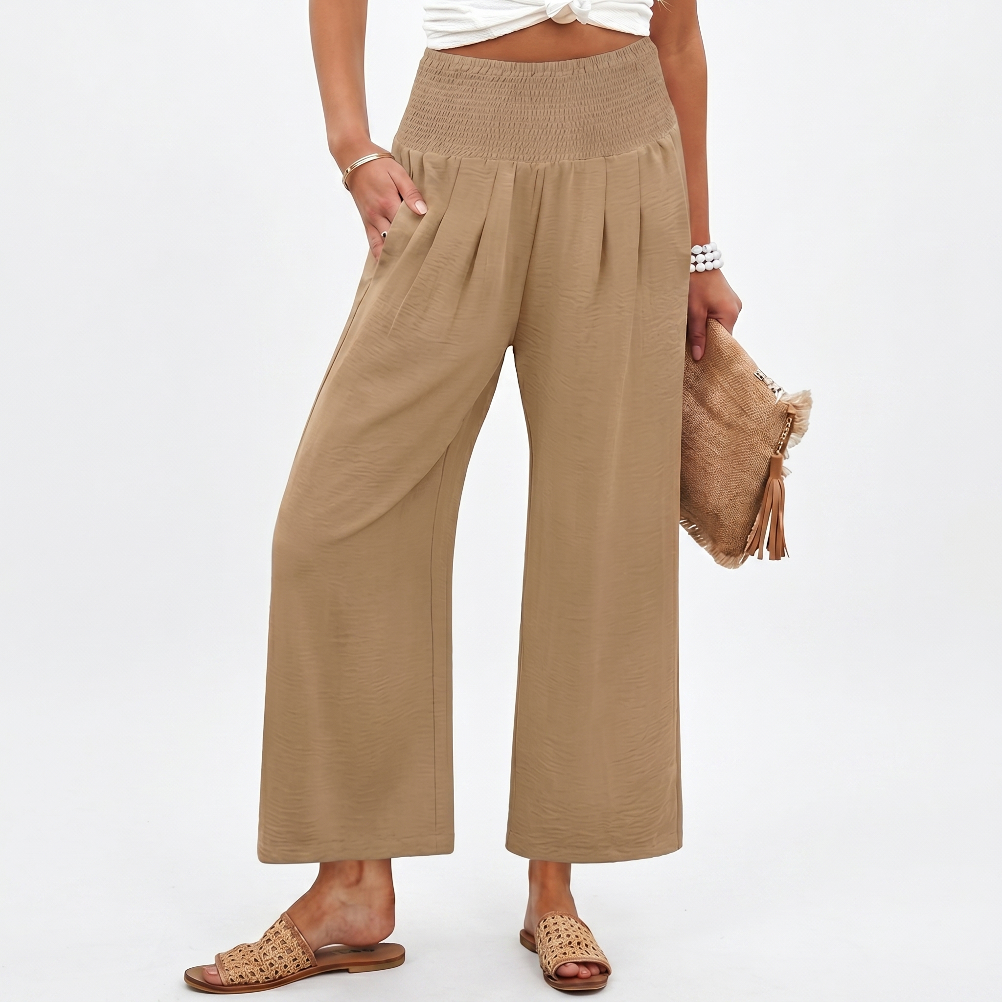 Summer Wide Palazzo Pants With Pockets For Women