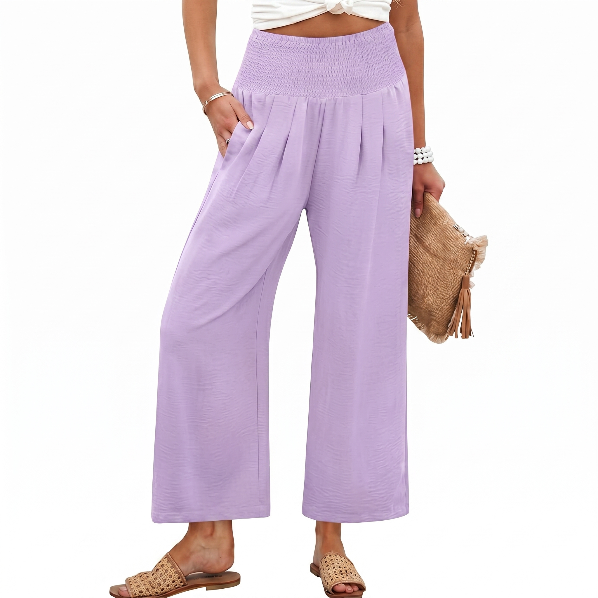 Summer Wide Palazzo Pants With Pockets For Women