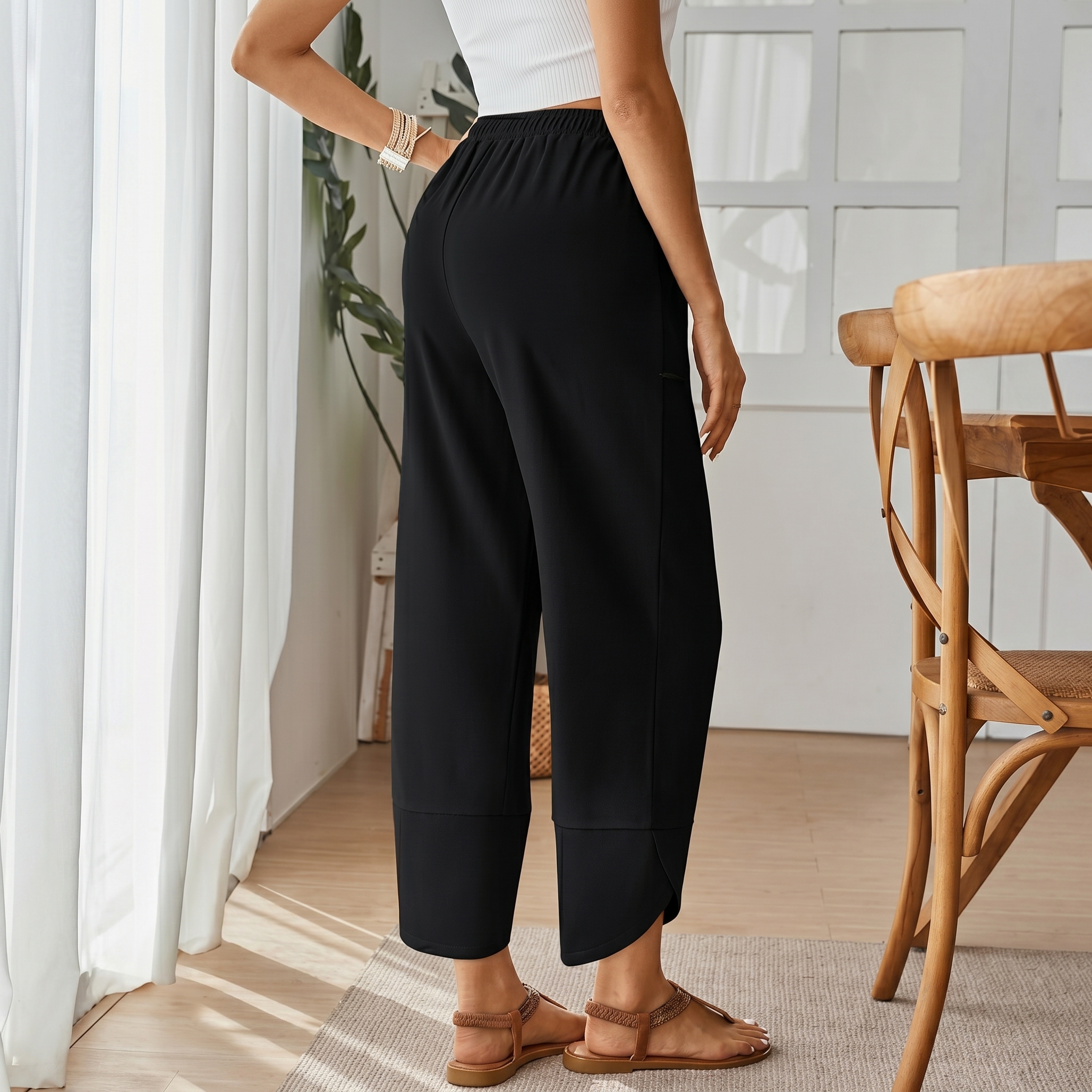 Casual Summer Wide Pants With Pockets For Women