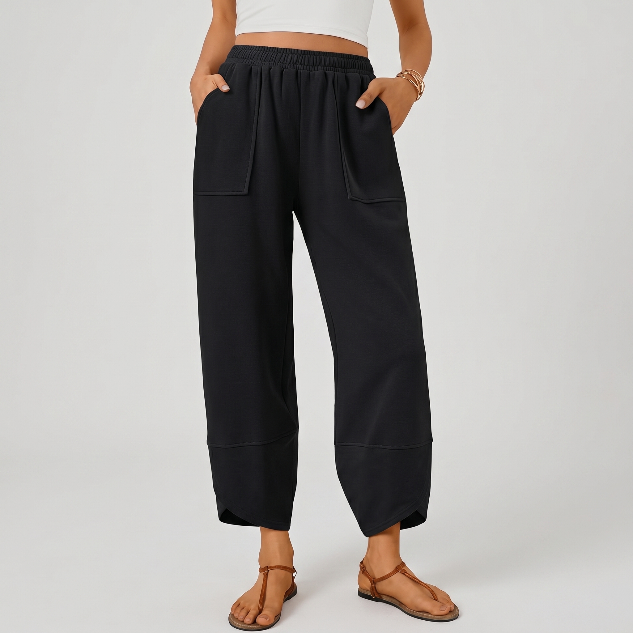 Casual Summer Wide Pants With Pockets For Women