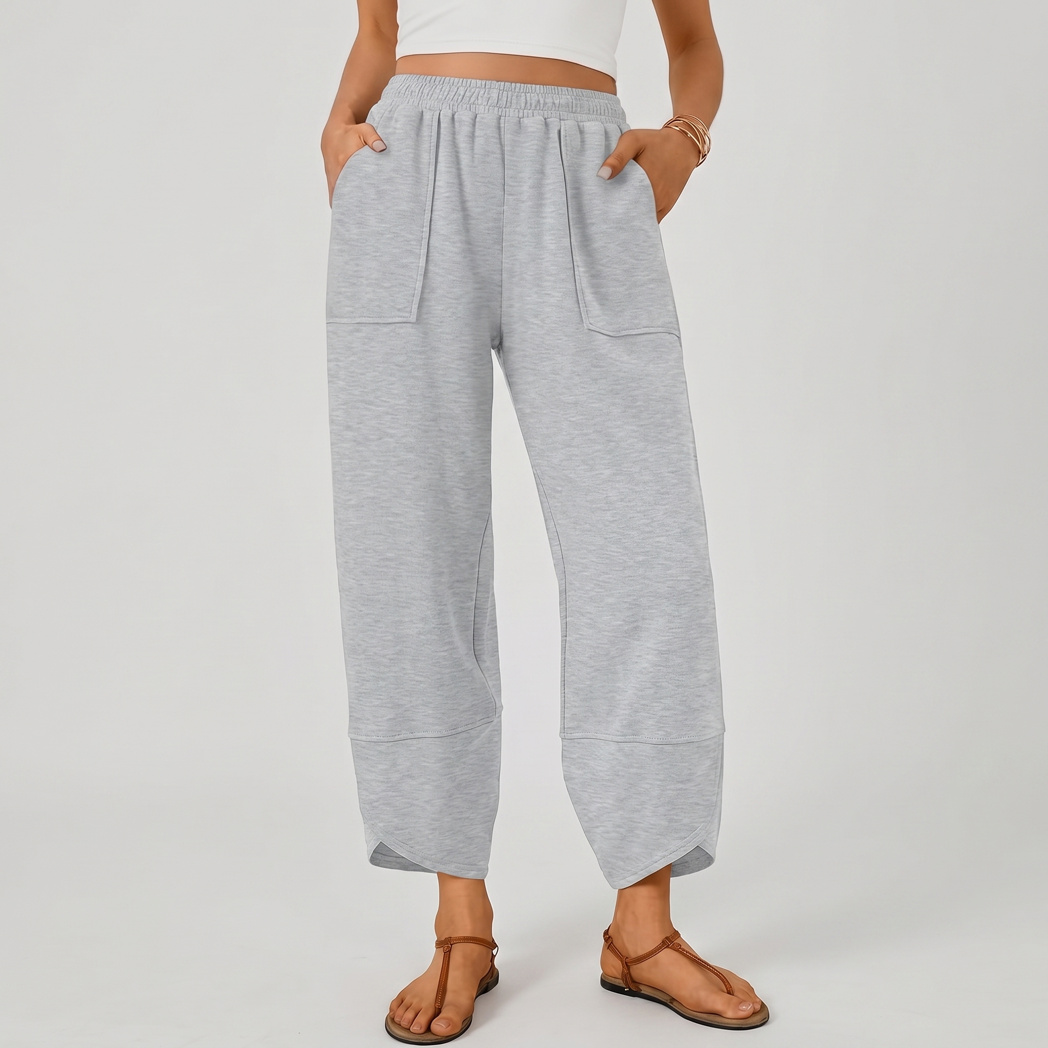 Casual Summer Wide Pants With Pockets For Women